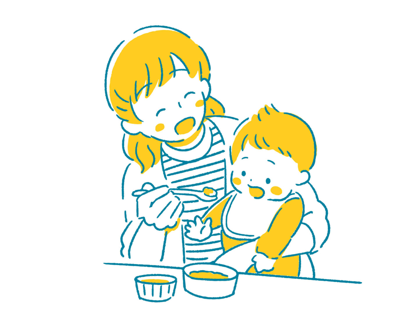 赤ちゃんへご飯をあげるママ